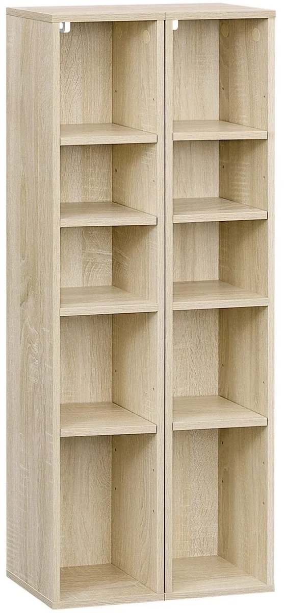 Klarven Boekenkast Lichteiken - Boekenkast Kind - Boekenkast Kinderkamer - Boekenkastje - Boekenkasten - Bookcase - Stapelbaar met koppelpennen - 10 vakken, draagvermogen tot 30 kg - B19,5xd17xh92,5cm