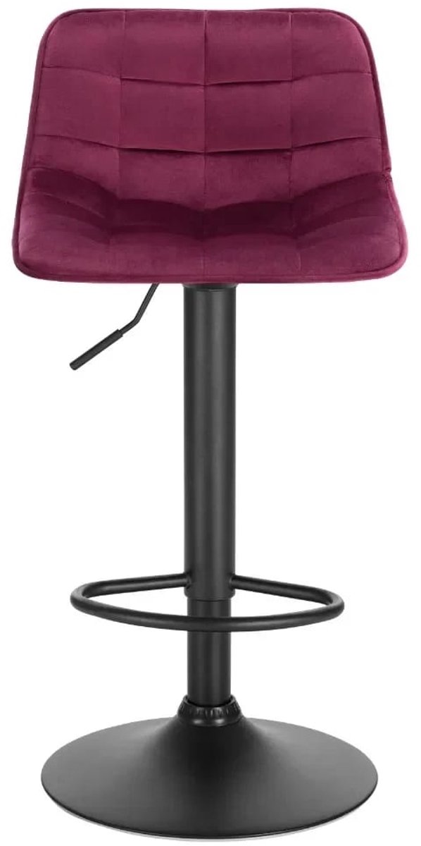 Klarven® Barkrukken Fluweel Wijnrood - Barkrukken Set Van 2 - Barkrukken Met Rugleuning - Barkrukken Draaibaar - Bar Stool - Stevig Frame, Hoogte Verstelbaar - Draaibaar 360 Graden - B55xd45xh45cm