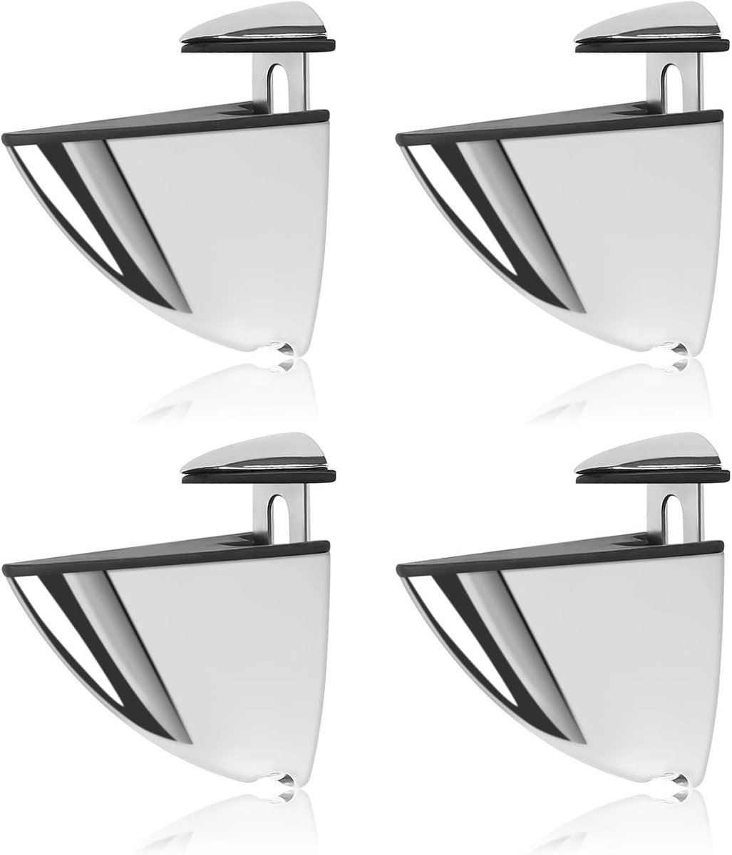 Verstelbare Glazen Planksteunen, 4 Stuks, Stevige Zinklegering, Geschikt voor 3-16 mm Dikke Planken, Ideaal voor Glazen en Houten Meubels
