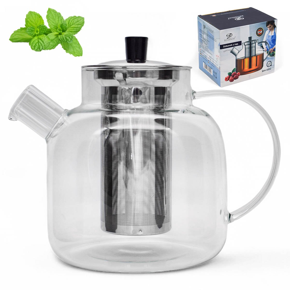 Glazen theepot met infuser 1,5L - Perfect voor thee en kruiden