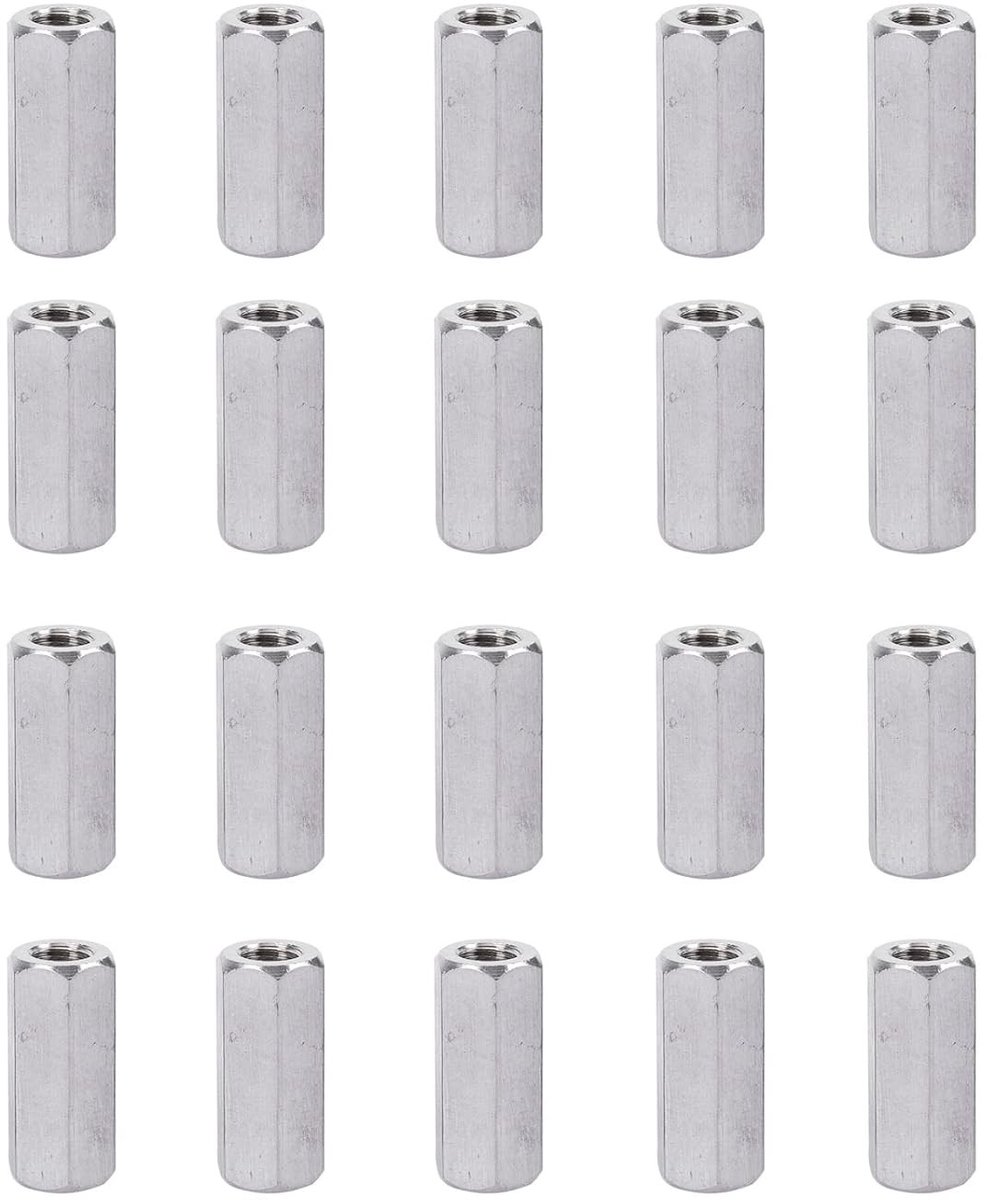 20 Stuks M6 Hex Sleeve Moeren, Galvaniseerde Lange Moeren voor Huishoudelijke Apparaten en Machines, Duurzaam en Sterk, Geschikt voor Diverse Toepassingen