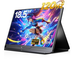 UPERFECT 18,5-inch draagbare monitor FHD 120Hz IPS 100% sRGB met dubbele USB-C, voor laptop/Switch/MacBook, ingebouwde luidsprekers, VESA-bevestiging