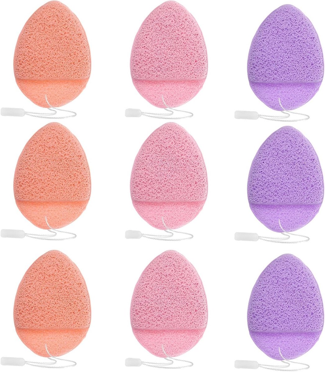 9 Delige Druppelvormige Exfoliërende Gezichtspons voor Dagelijkse Reiniging, Zachte Scrub Pads voor Make-up, Blackhead Verwijdering en Herbruikbare Gezichtsverzorging voor Vrouwen