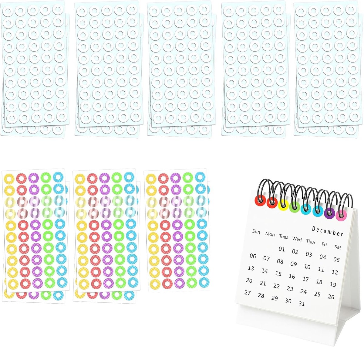 Transparante Versterkingsringen voor Gaten, Hoge Kwaliteit, Geschikt voor Boeken, Notebooks en Documenten, Eenvoudig in Gebruik, Set van 750 Stuks