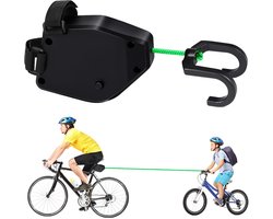 Fietstouw voor Kinderen – Fiets Sleepkabel voor Kinderen 2,5 m – Kinderfiets Sleeptouw van Nylon tot 90 kg – Tractietouw en Fiets Trekkabel met 2 Bevestigingsriemen – Sleeptouw voor Fiets, MTB en E-bike – Zwart