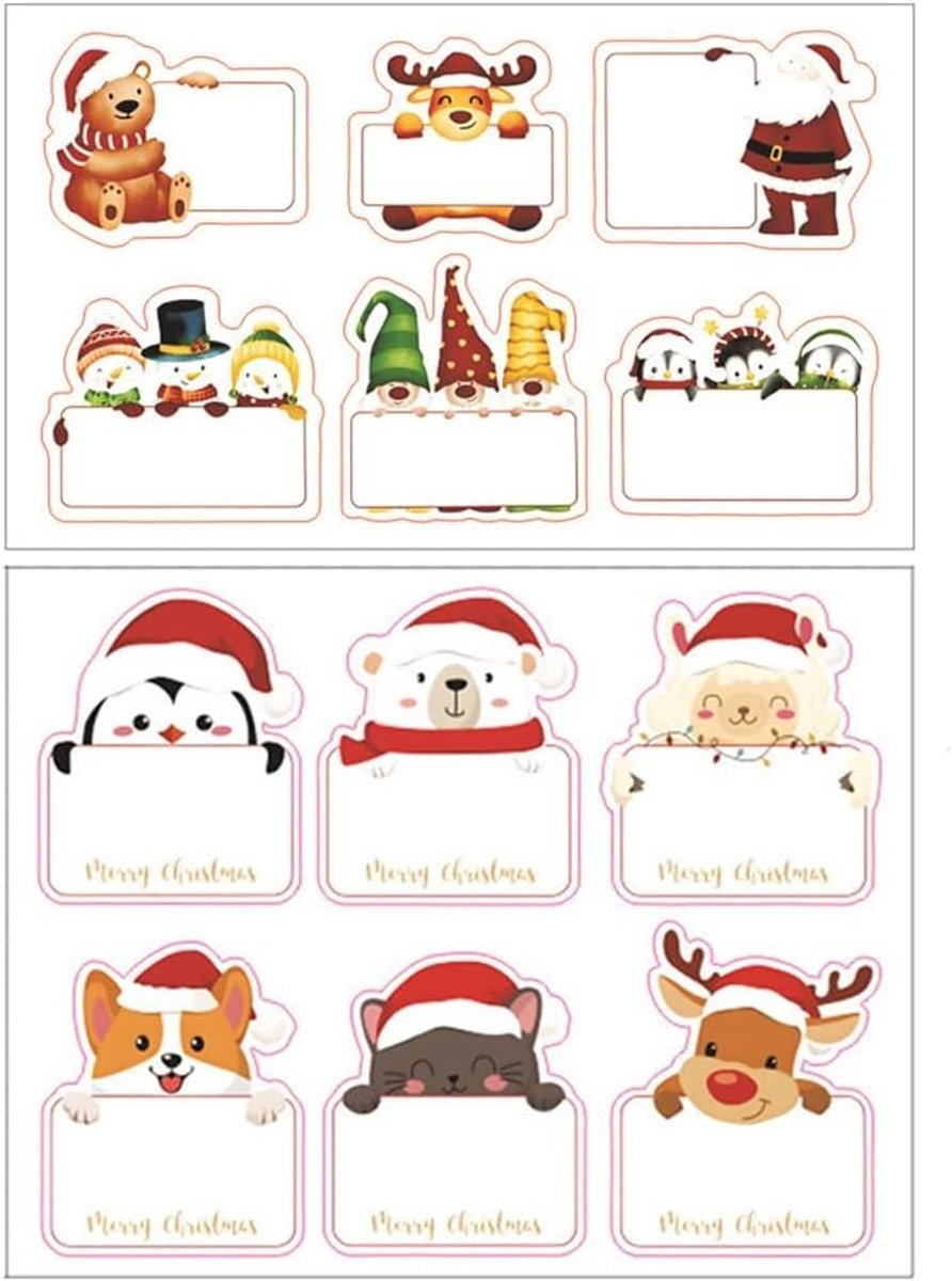 Set van 10 Kerstman Cadeau Stickers - Schrijfbare Zelfklevende Decoratieve Labels voor Jam en Geschenken - Feestelijke Stickers voor Kerstmis