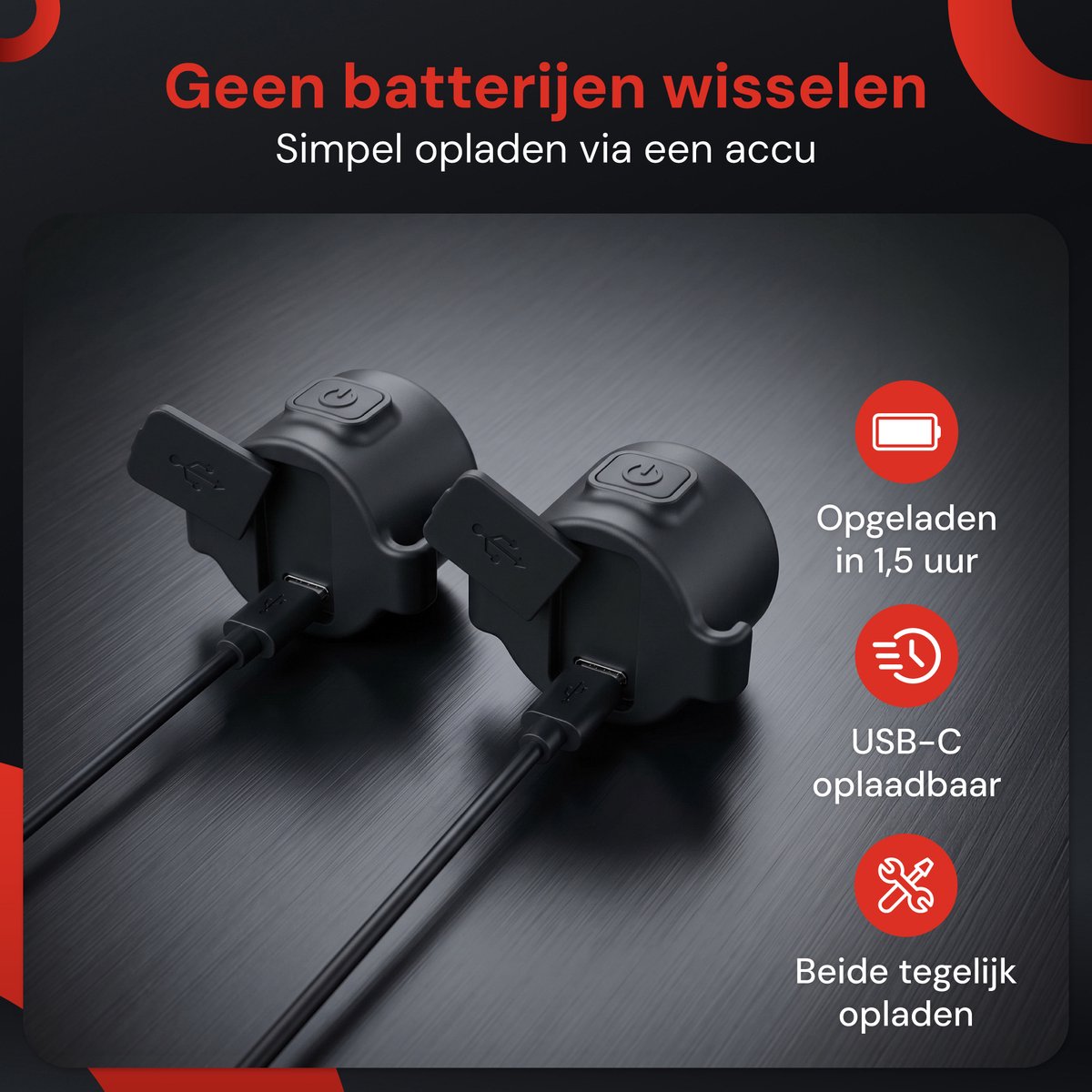 Nuvance Fietslampjes - Fietsverlichting USB Oplaadbaar - Fietslamp Rood en Wit - Voor- en Achterlicht Fiets - Waterdicht - Licht thumbnail 4