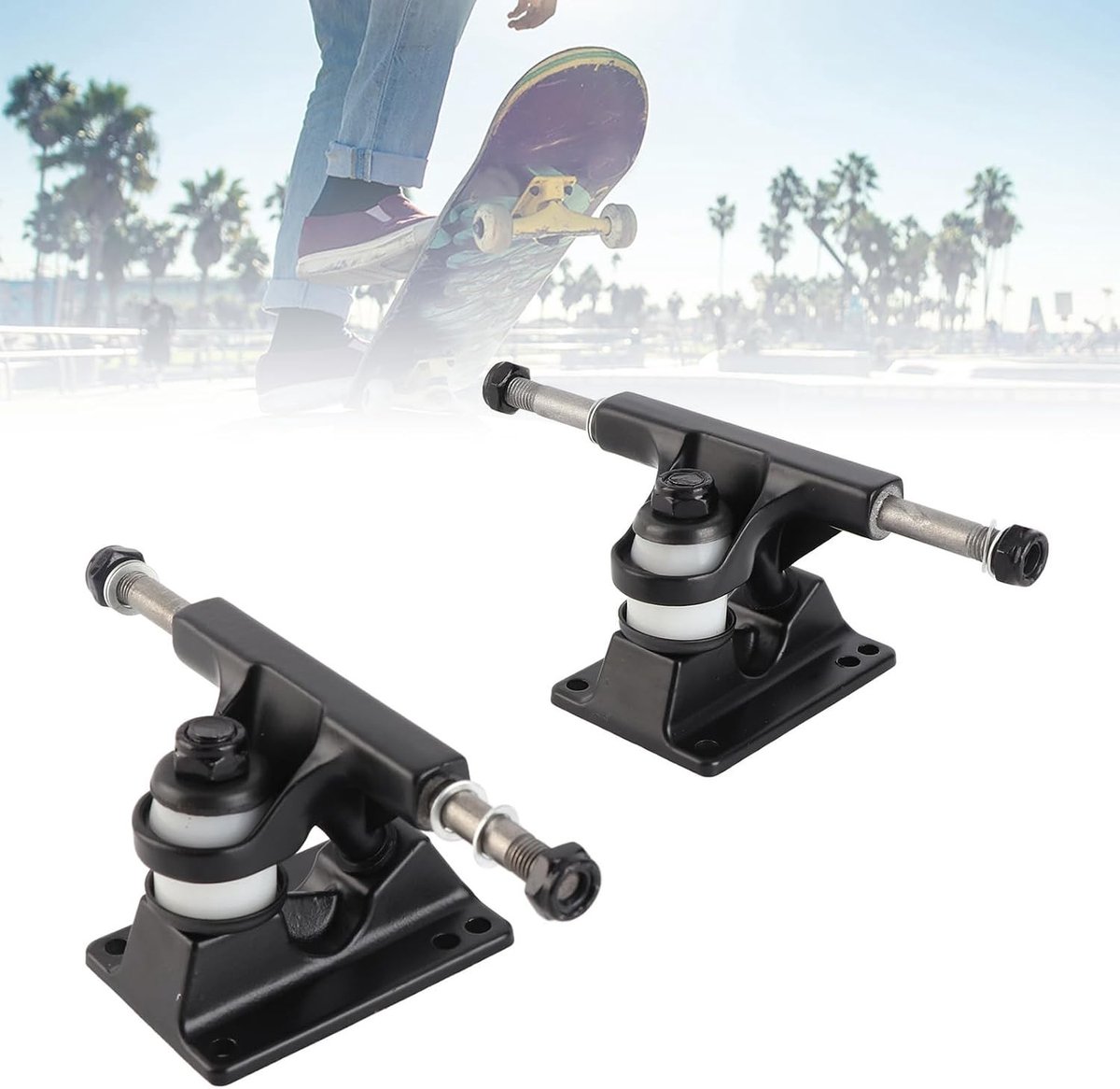 Skateboard Assen Set van 2, 3.25 Inch ABEC Skateboard Onderdelen voor Longboard en Tricks, Zwart