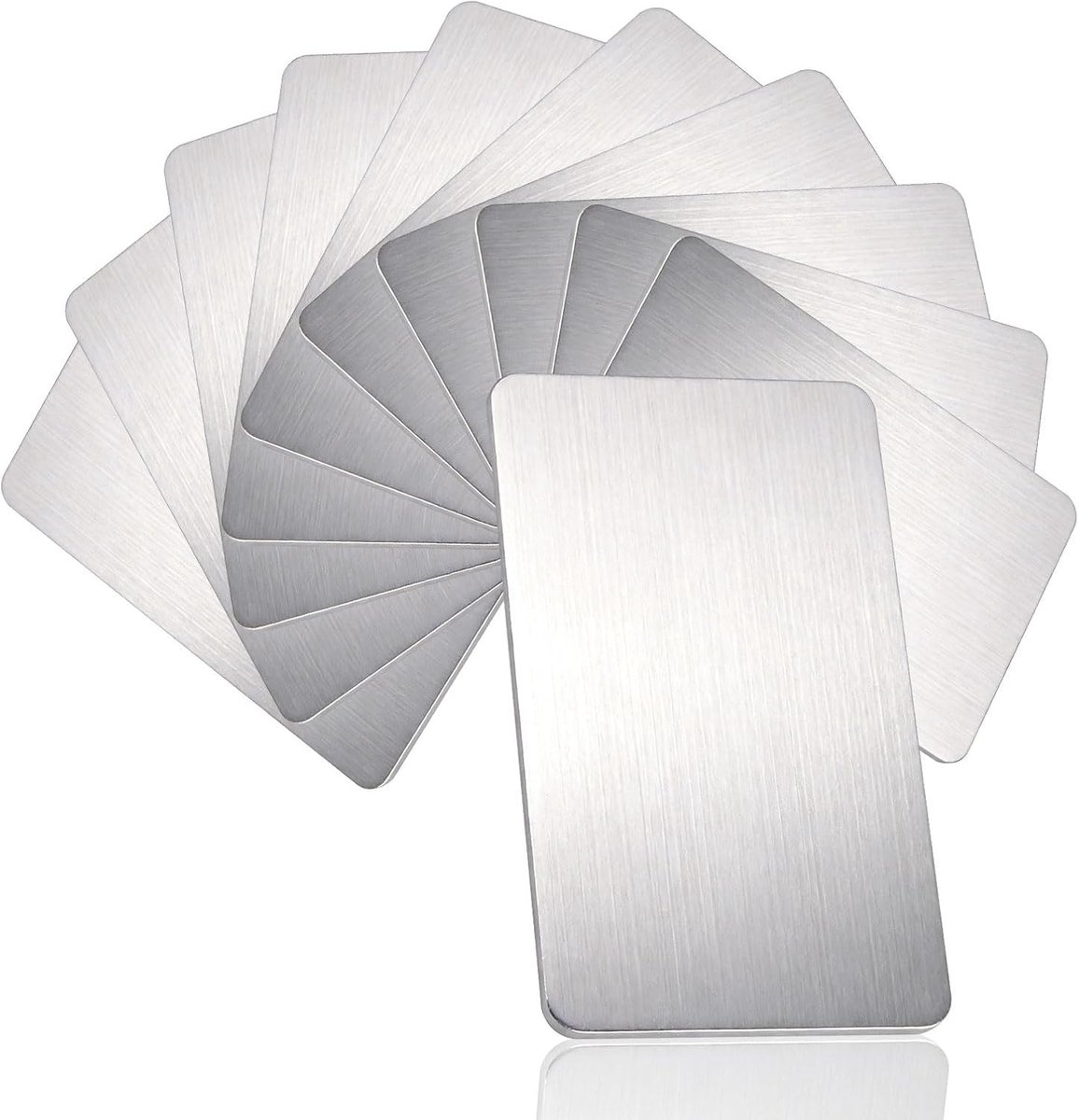 Roestvrijstalen platen 0.8 mm - 10 stuks, 304 mm, formaat visitekaartje 86 x 54 mm, geborsteld staal voor lasergraveren, DIY projecten, metalen visitekaartjes