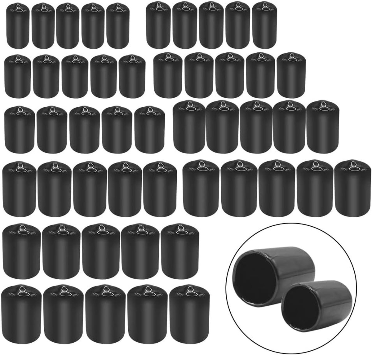 Rubberen Eindkappen voor Schroefdraad Bescherming - 50 Stuks voor Schroeven, Haken en Kabels (10 Maten, Binnen Diameter 12-21mm)