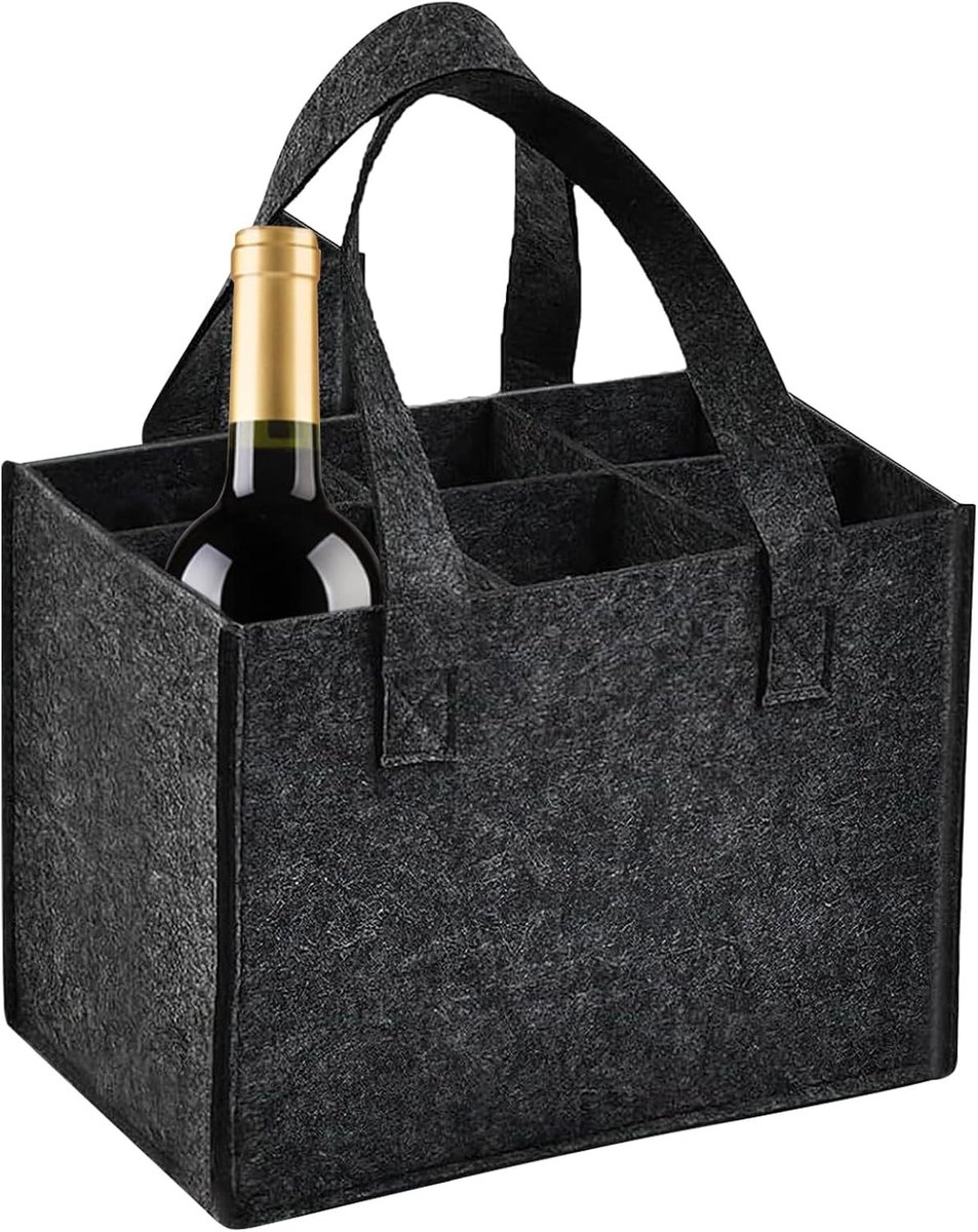 Vouwbare tas voor 6 flessen water of wijn, herbruikbare flessenhouder, ideaal voor picknicks en uitjes (25 x 18 x 16 cm)