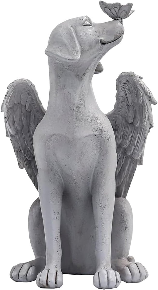 Honden Engel Herinneringsstandbeeld, Dieren Grafsteen, Monument voor Verlies, Tuin Decoratie, Polyresin Beelden, Rustende Hond met Vleugels, Troost en Herinnering