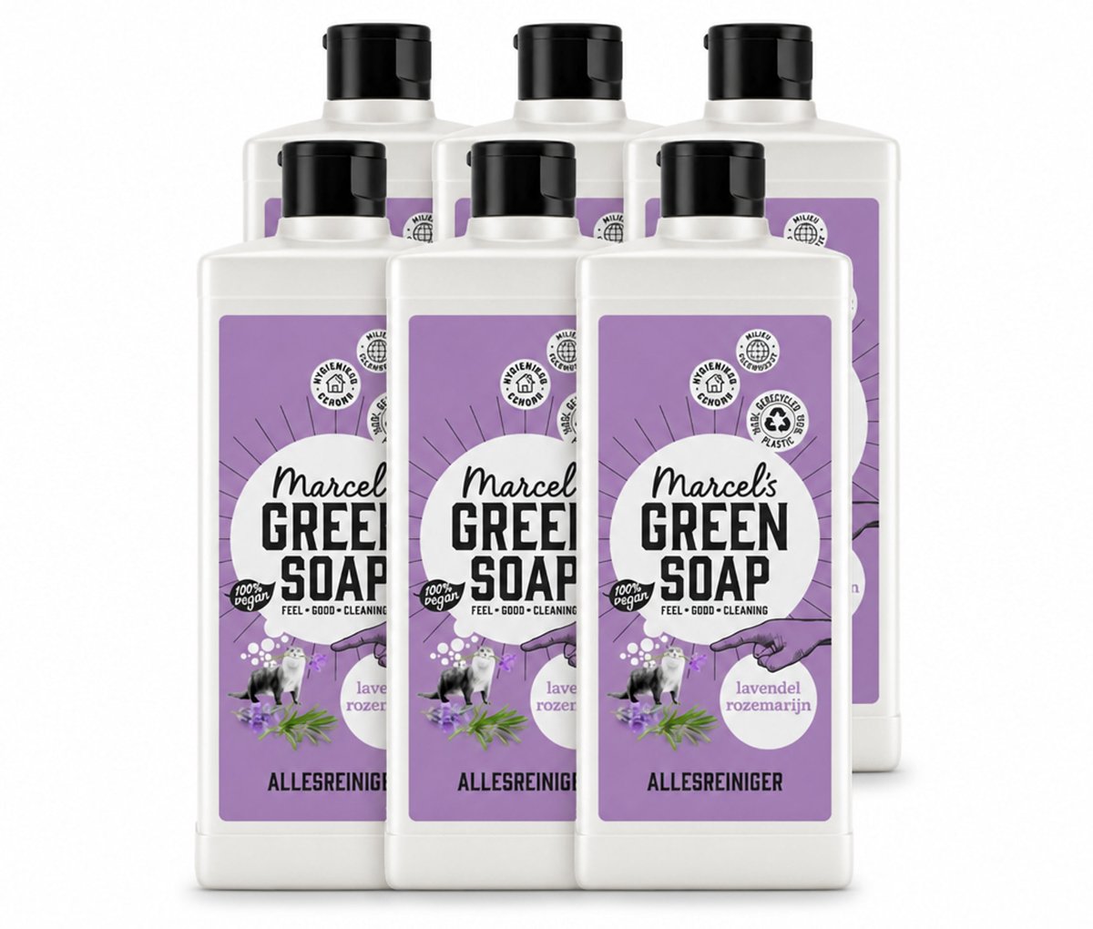 6 x Marcel's Green Soap - Allesreiniger - Lavendel & Rozemarijn - Natuurlijk & effectief - 750 ml - Voordeelverpakking - 6 stuks