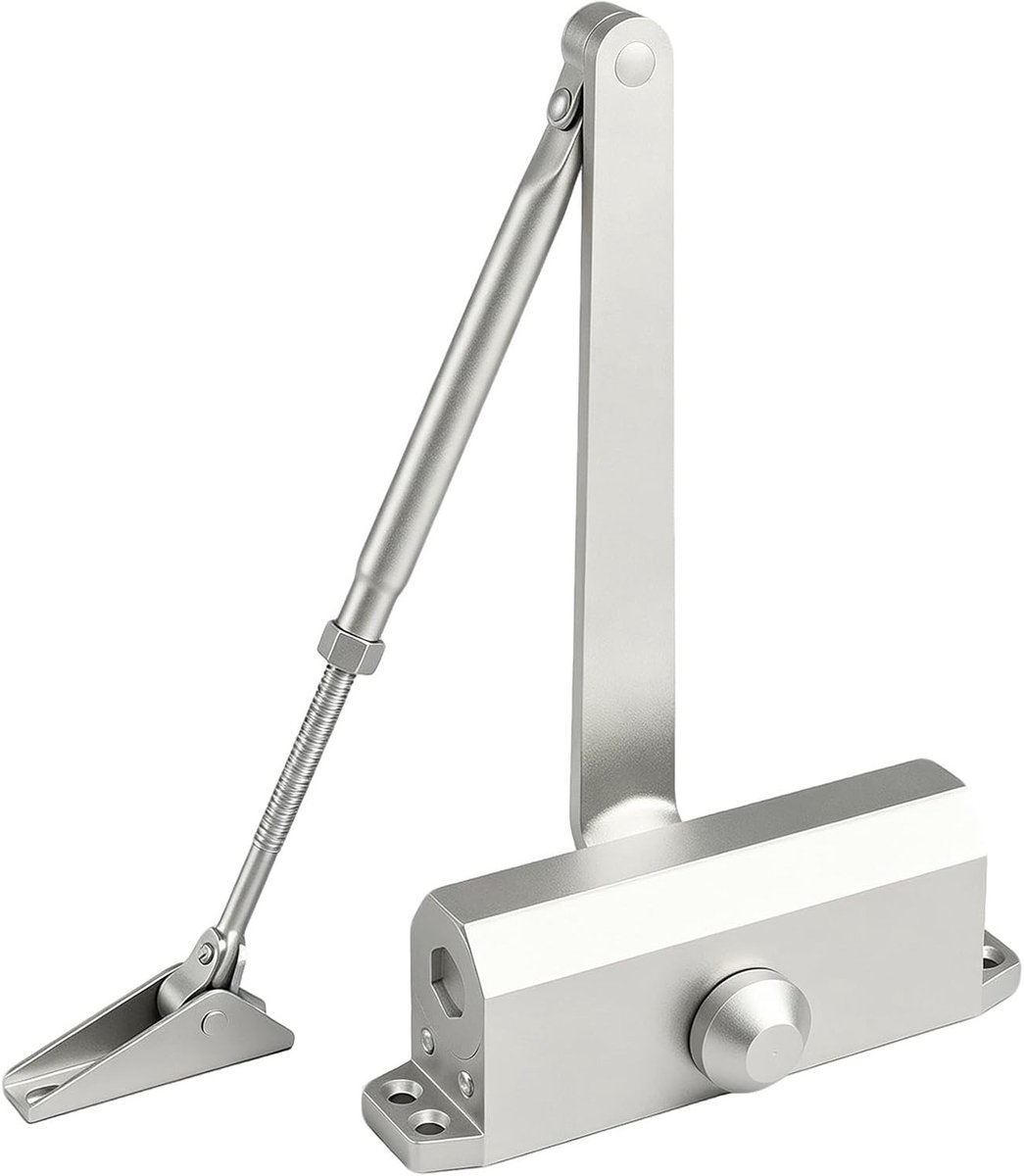 Automatische hydraulische deurdranger met vergrendelingsfunctie, verstelbaar voor binnen- en buitendeuren, geschikt voor deuren tot 180 kg, ideaal voor thuis en commercieel gebruik.