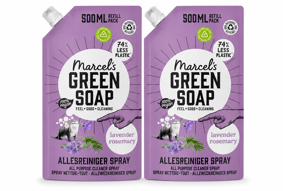 2 x Marcel's Green Soap - Allesreiniger Spray - Navulling - Lavendel & Rozemarijn - Frisse reiniging - 500 ml - Bulkverpakking - 2 stuks