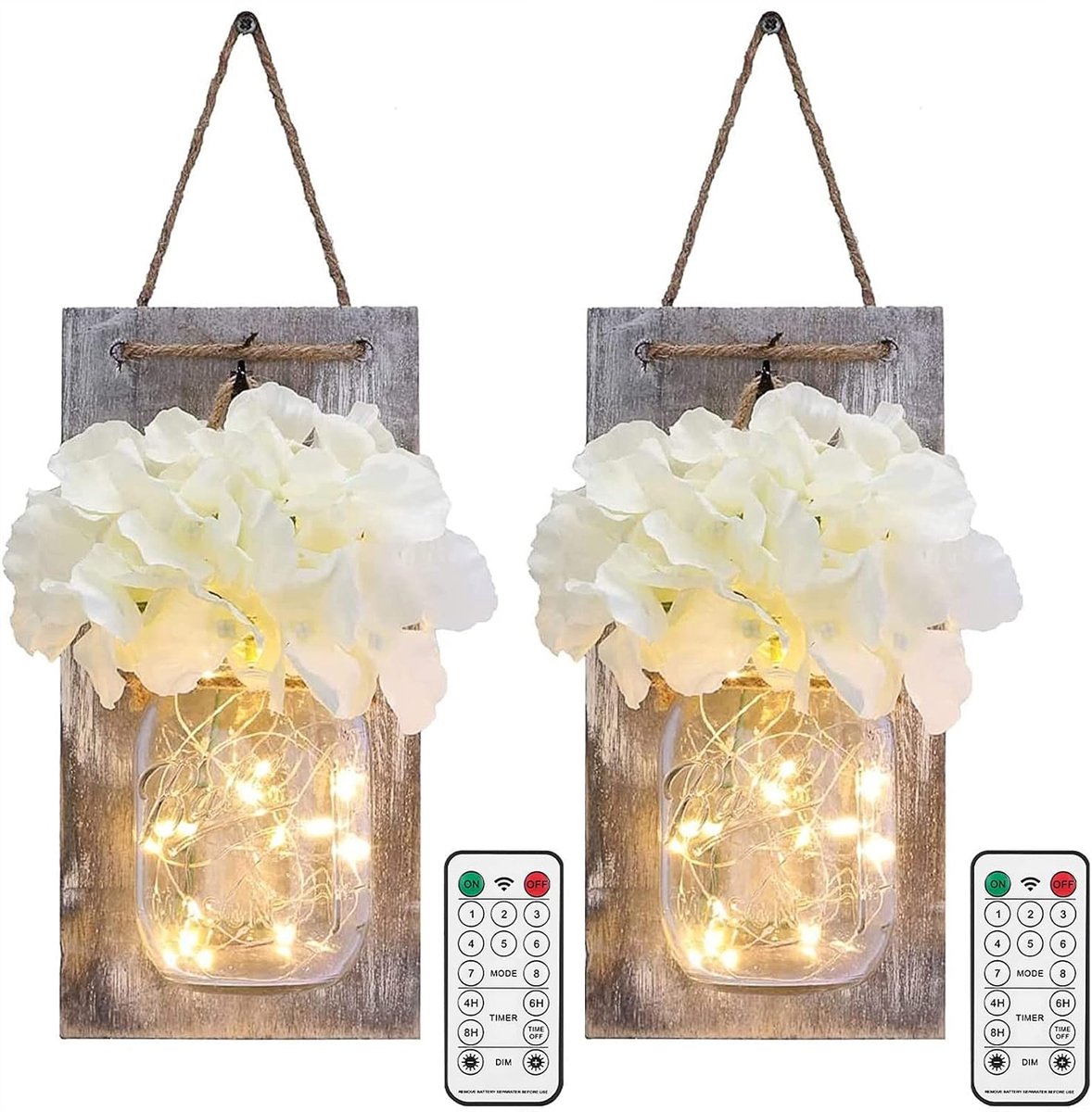 Wanddecoratie - Set van 2 - Hout - Vintage - Met LED