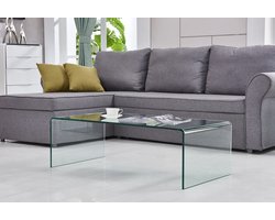 STILVORA Salontafel - Transparante Salontafel Van Gehard Gebogen Glas - Modern Voor Woonkamer, Bureau En Horeca - Glas - 100x50x35 Cm - Helder