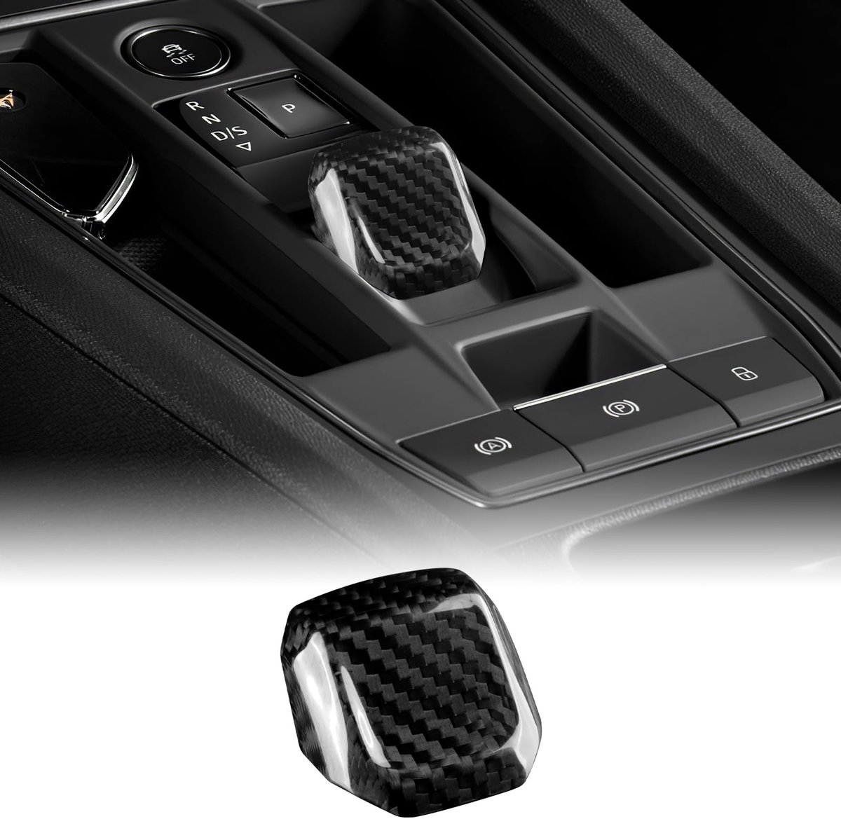 Auto Schakelpookknop Afdekking - Echt carbonvezel - Voor Seat Leon MK4, Cupra Leon, Cupra Formentor 2020 2021 2022 2023 2024 2025 - Zwart