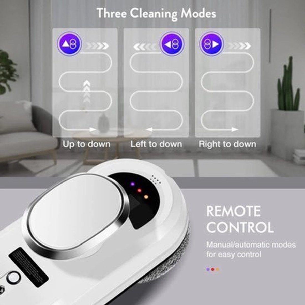 Robot raamreiniger - Robotstofzuiger - Elektrische glasreiniger - Afstandsbediening - voor thuis - <800W - 240V - 72dB - 5600pa - Wit