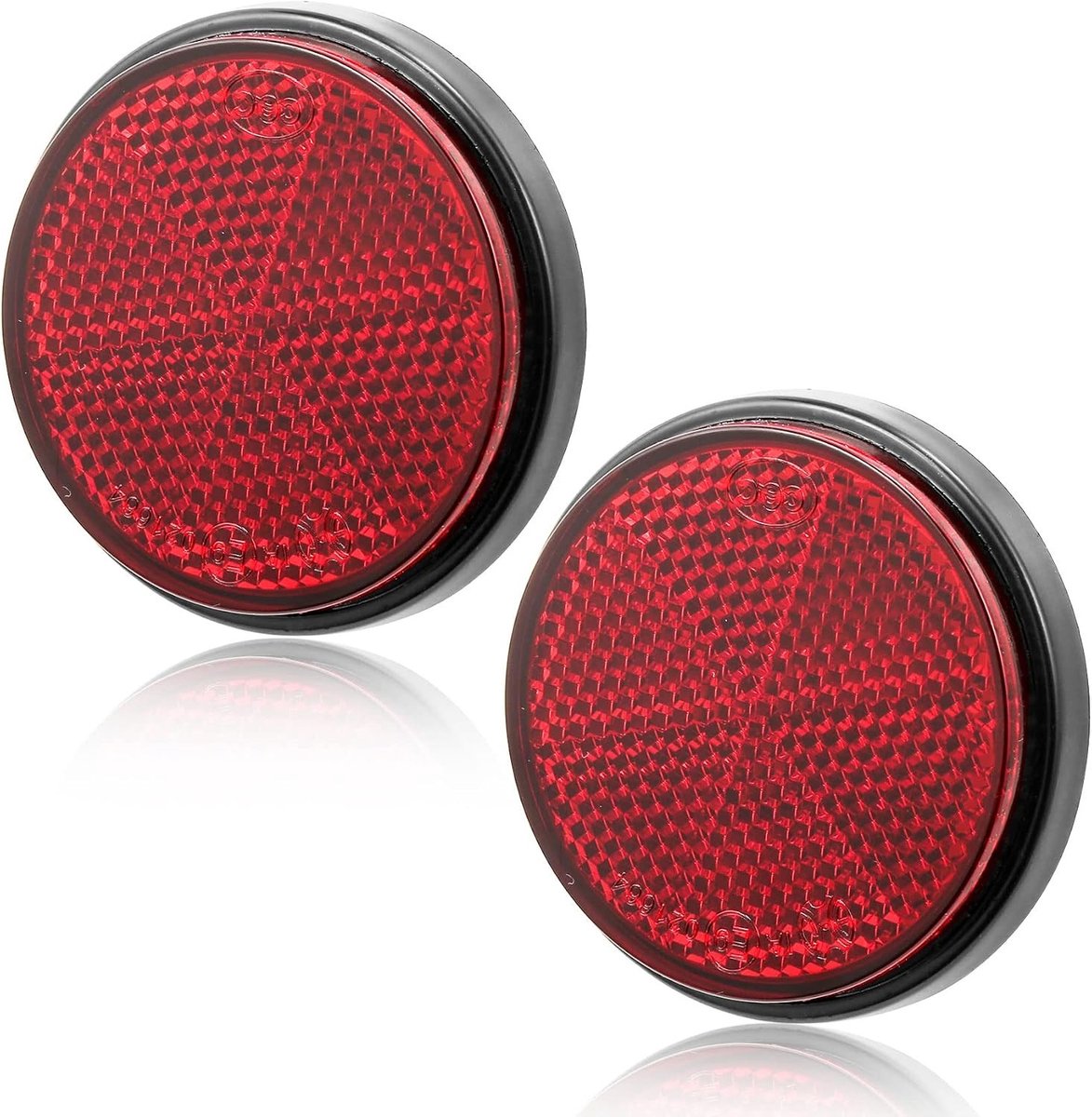 Reflectoren voor aanhangwagen, zelfklevend, rond en rechthoekig, 60 mm diameter, set van 2 voor auto, caravan en trailer