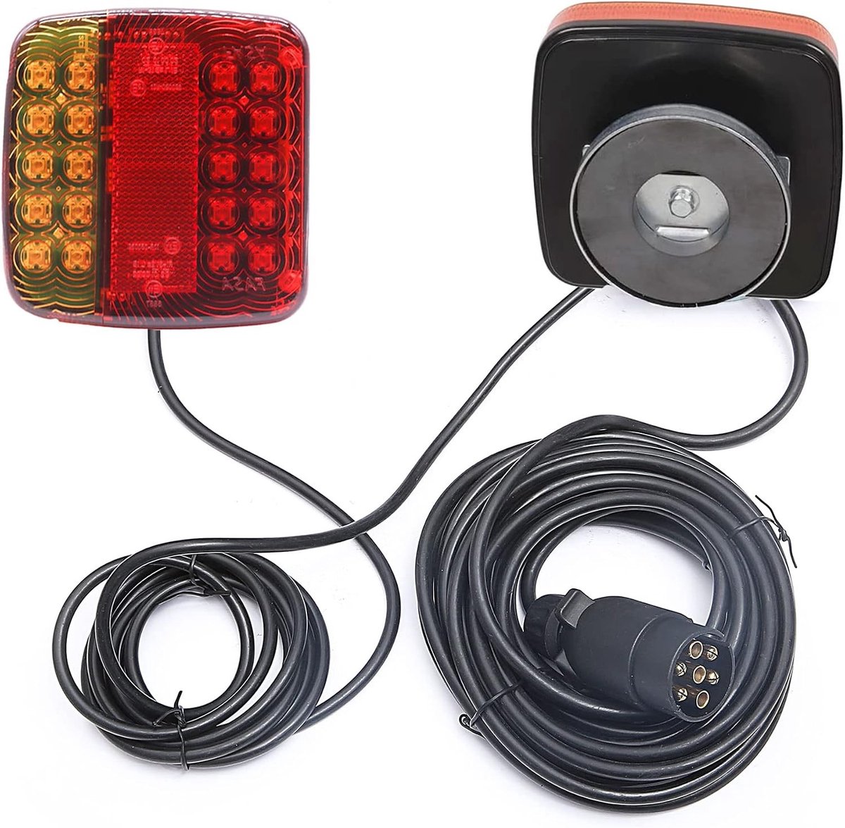 Magnetische Achterlichtset voor Aanhangwagen - LED 12V Achterlichten met 7,5 m Kabel en 7-Pins Aansluiting, Waterdicht voor Vrachtwagen en Tractor, E-Mark Goedgekeurd