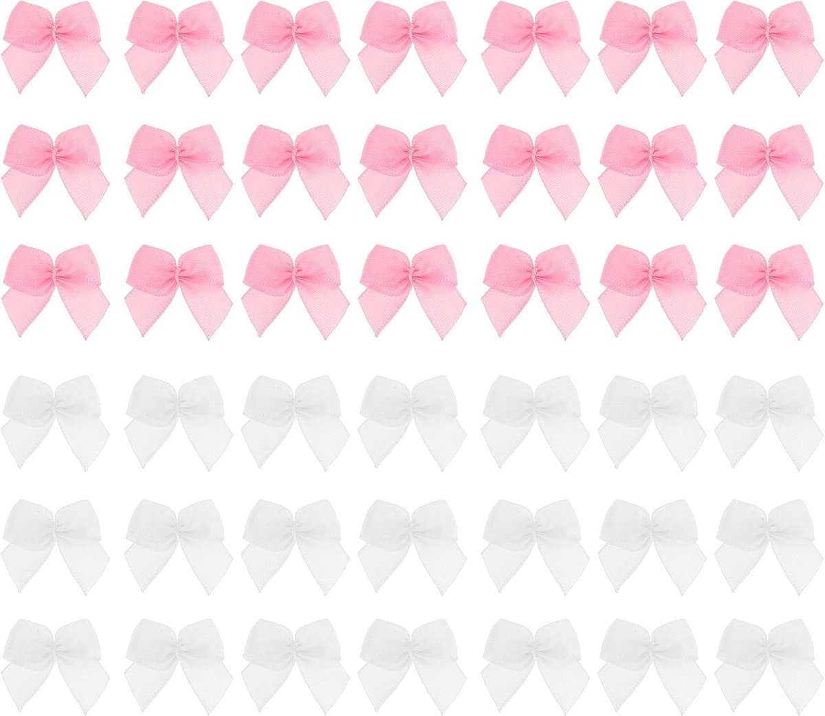 Kleine Satijnen Strikjes voor DIY Creaties, 100 Stuks 2.5cm Roze en Wit, Perfect voor Cadeauverpakking, Bruiloften en Feestjes