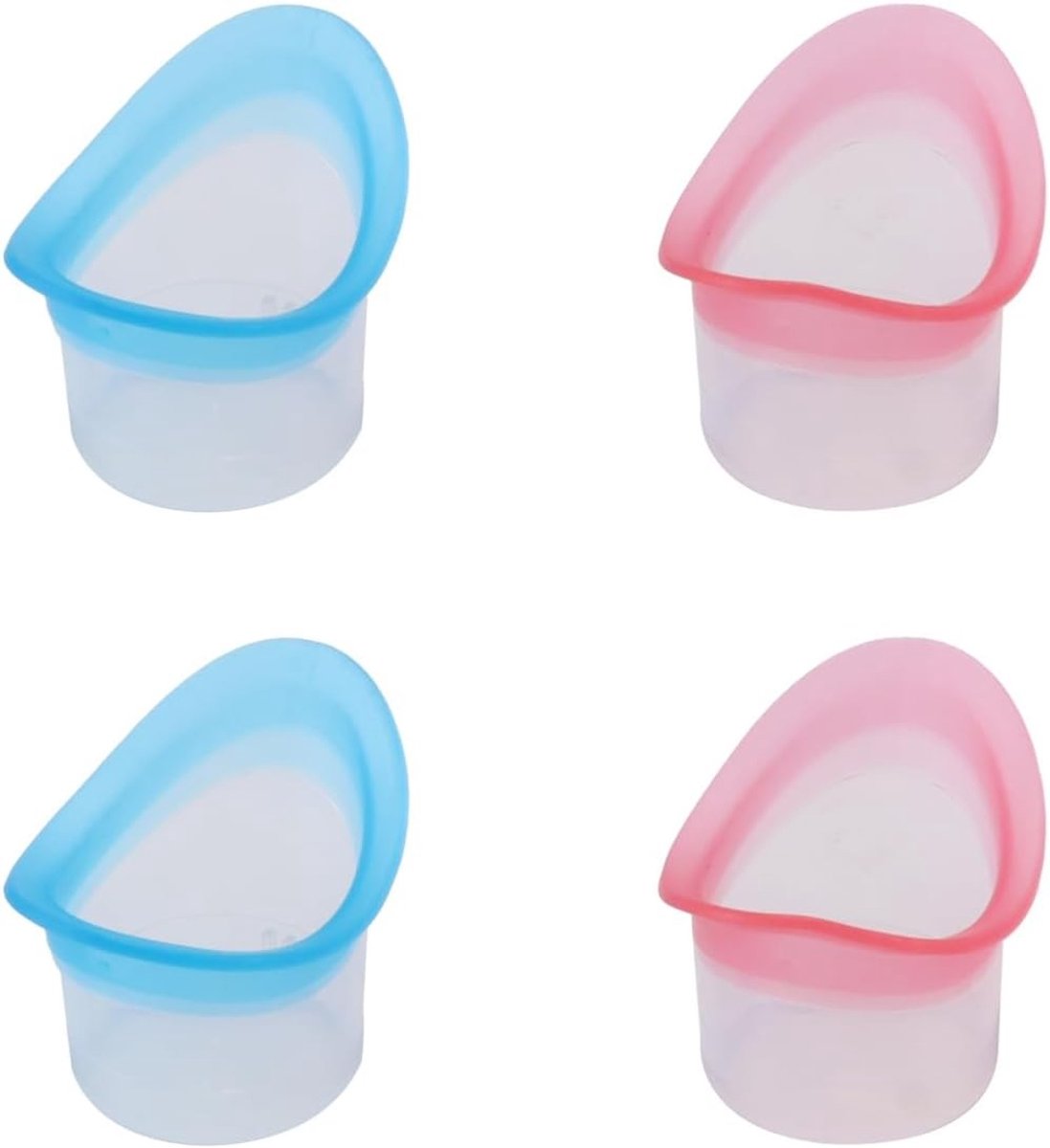 Set van 4 oogwaskopjes in roze en blauw, siliconen, draagbaar voor oogreiniging en verfrissing