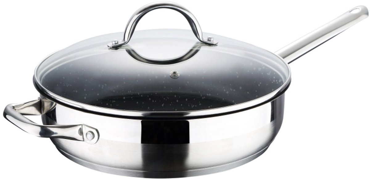 Koekenpan met marmeren coating en deksel GOURMET 24 cm roestvrij staal