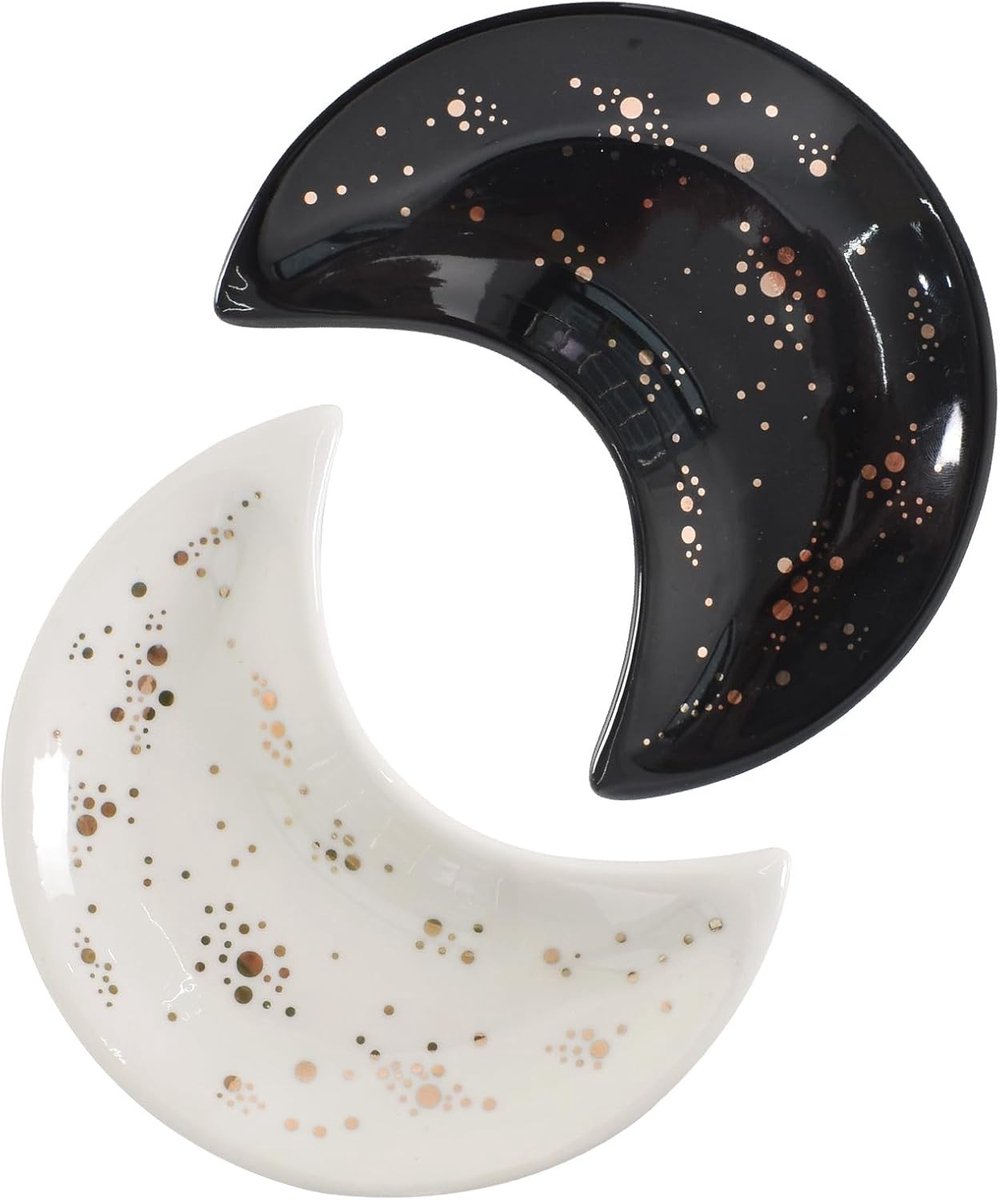 Set van 2 Kleine Maanschaaltjes, Keramische Sieradenhouder, Decoratieve Opbergschalen voor Ringen, Oorbellen en Sleutels