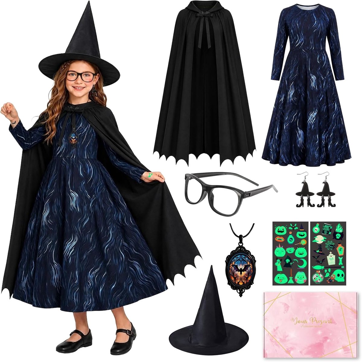 Heksenkostuum voor kinderen, Halloween, heksenkostuum voor meisjes