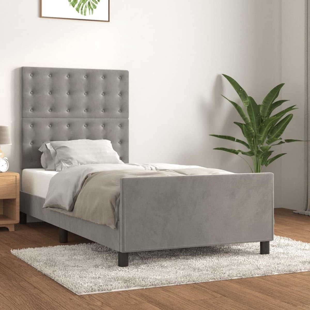Verstelbaar hoofdeinde Bedframe 100x200 cm Lichtgrijs