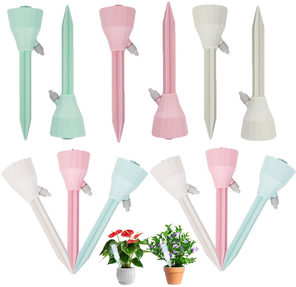 Waterdispenser voor planten, 12 stuks, verstelbaar, irrigatieapparaat voor planten, druppelirrigatieset voor bloemen, bonsai, planten, binnen en buiten