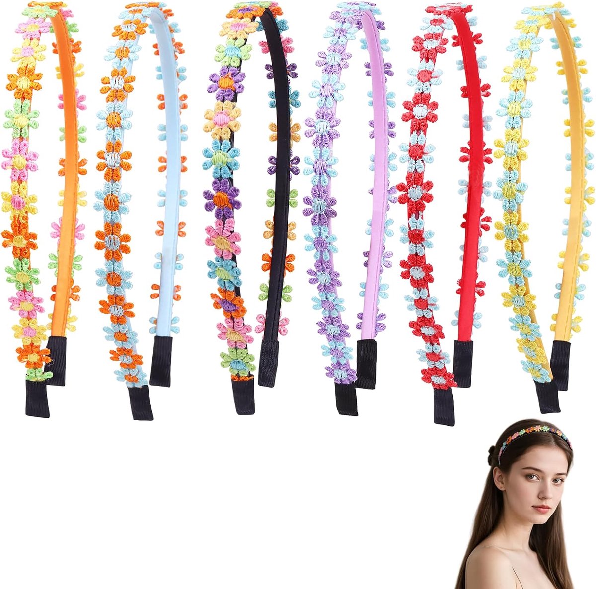 6-delige Haarbanden Set voor Meisjes – Schattige Bloemenhaarbands, Ideaal voor School, Feestjes & Dagelijks Gebruik
