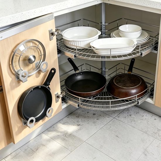 2 Set Wandmontage Snijplank Houder 201 Rvs Snijplank Rack Opknoping Pot Deksel Houders Onder Kast Snijplanken Opslag Rack Hanger Organizer voor Thuis Keuken — afbeelding 3