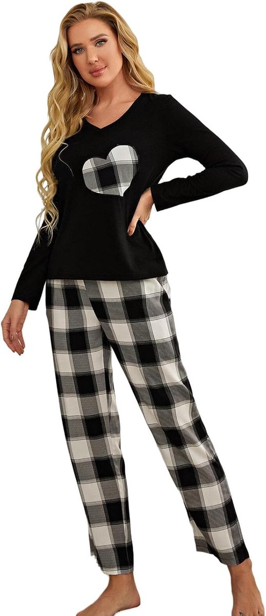 Pajama Set Autumn And Winter Women'S Long Sleeve Pajamas, Soft Plaid Casual Loungewear Set, Family Pajamas-A-S