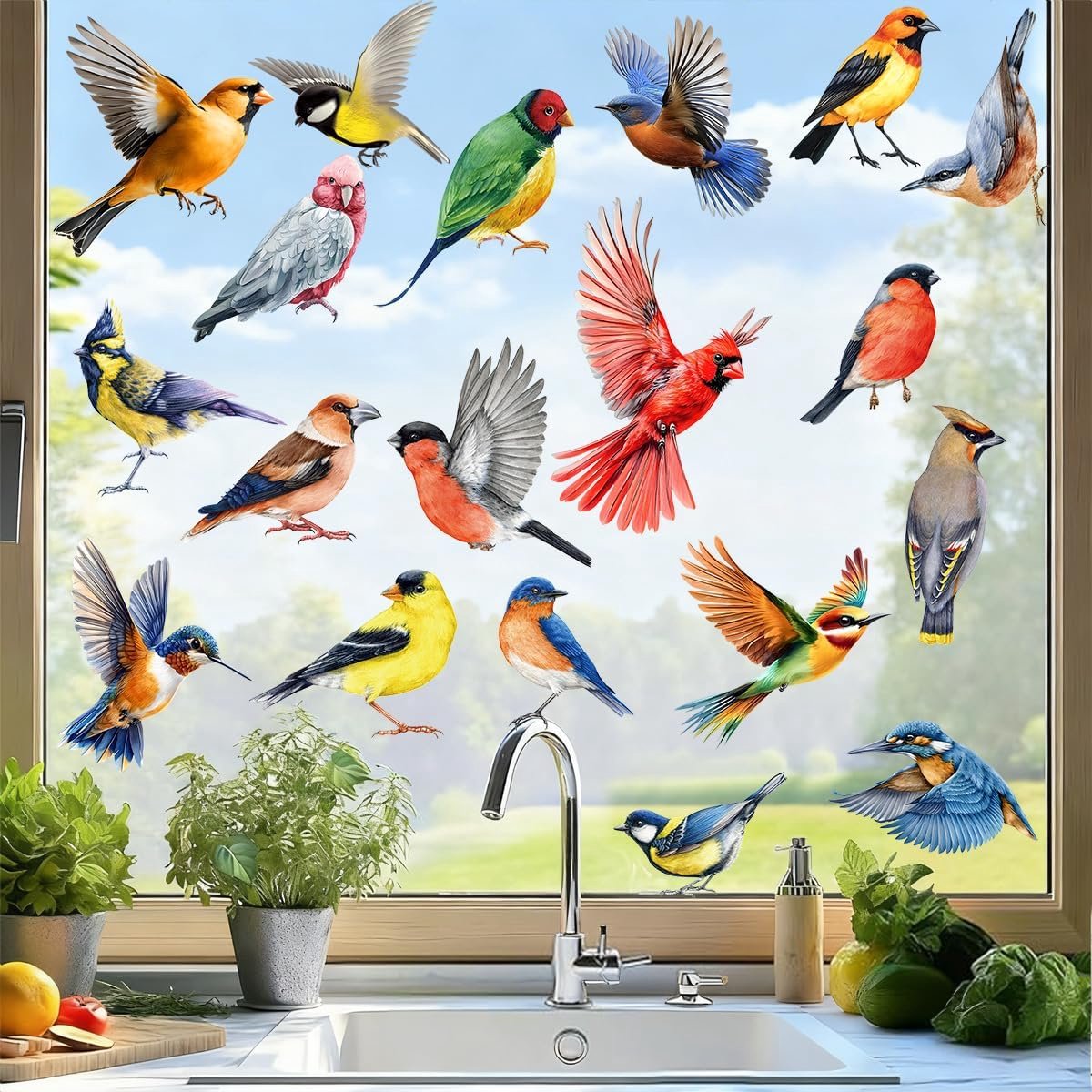 Raamstickers tegen botsing voor vogels, statisch vinyl, herbruikbaar, met kolibrie-design, transparante glasstickers ter voorkoming van vogelslagen, decoratie