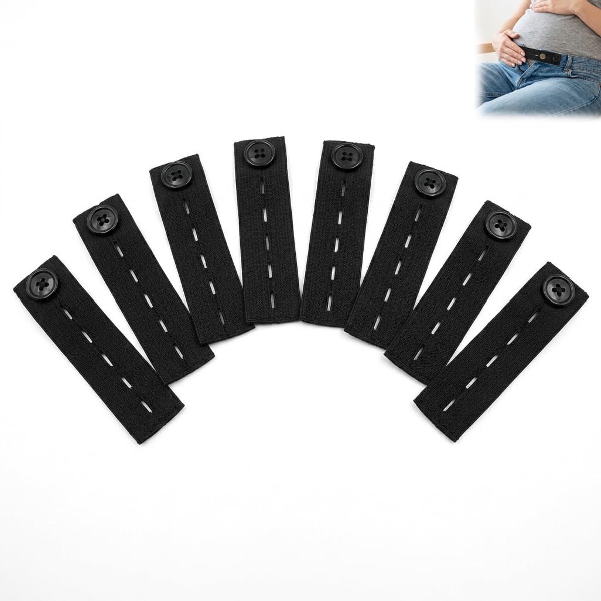 8 stuks, verstelbare broekknoopverlenging voor jeans en broeken, elastische tailleverlenging zwangerschap, riemverlenging voor dames en heren, ontwerp met 5 gaten