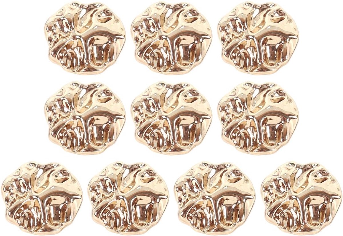 10 stuks prachtige goudkleurige legering knoopjes met onregelmatige vorm voor jassen, jasjes, overhemden en doe-het-zelf kleding (15 mm)