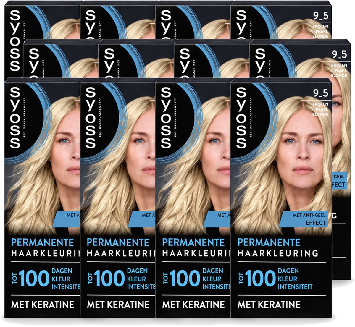 12 x SYOSS - Coloration 9-5 Frozen Pearl Blonde - Haarverf - Grijsdekking - Vermindert Haarbreuk - Voordeelverpakking - 12 stuks