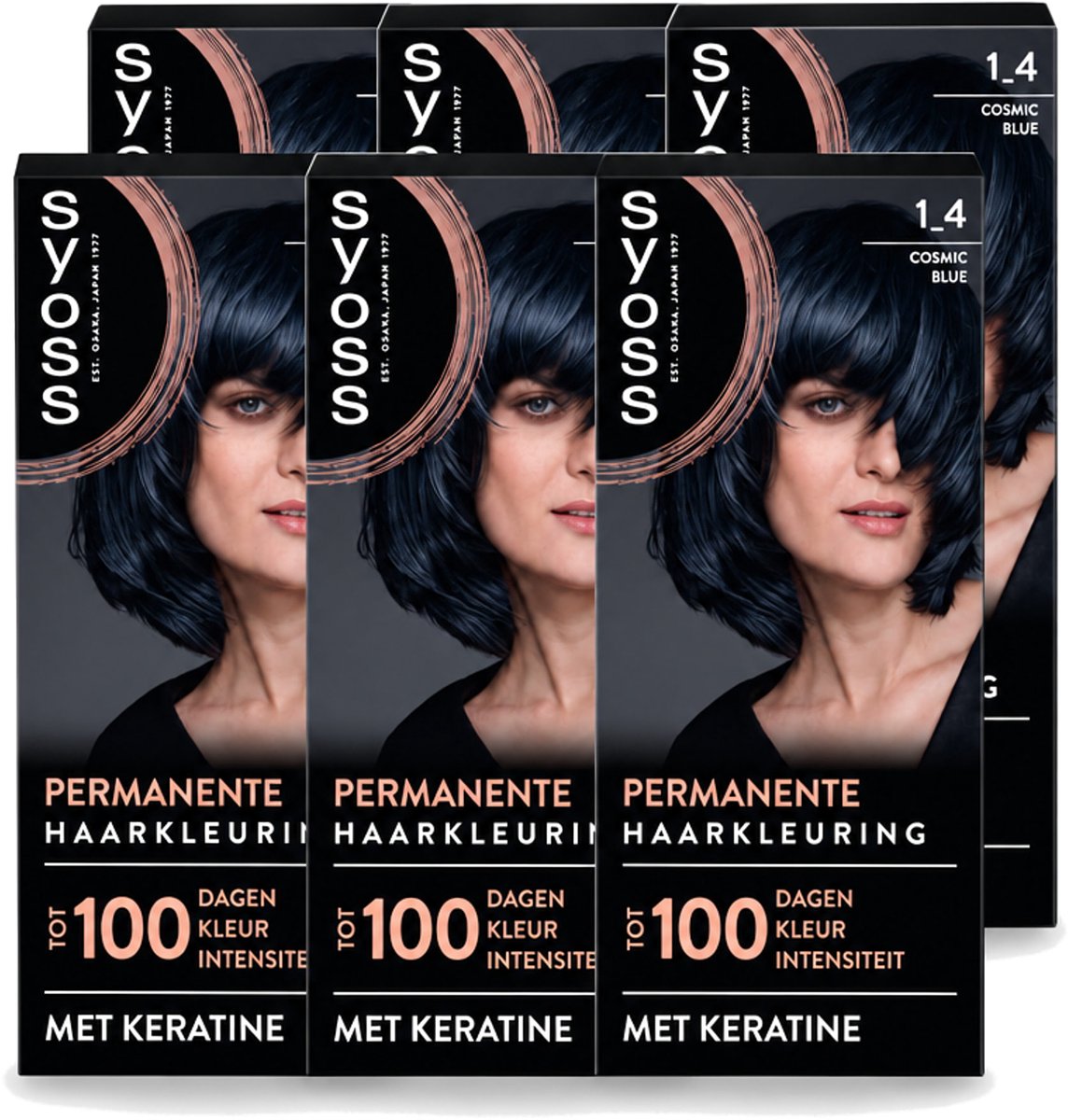 6 x SYOSS - Coloration 1-4 Cosmic Blue - Haarverf - Grijsdekking - Vermindert Haarbreuk - Voordeelverpakking - 6 stuks