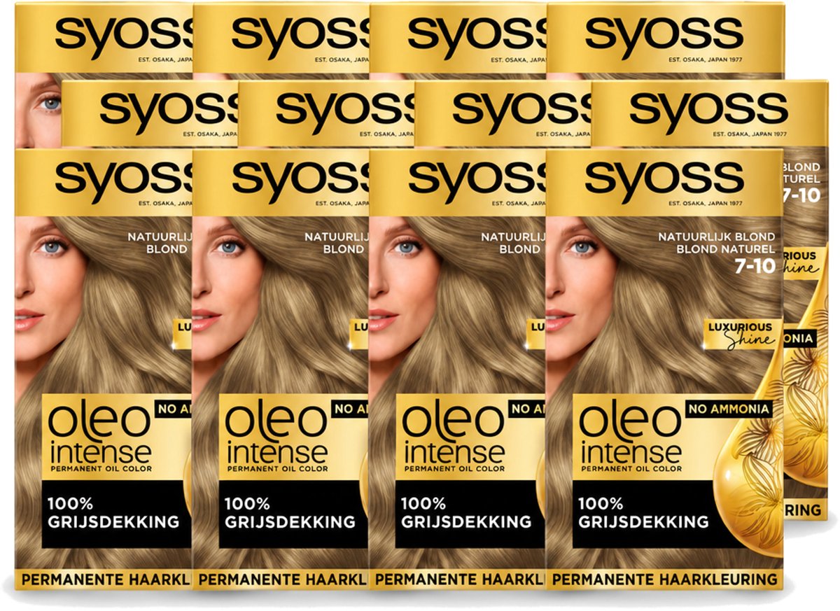 12 x SYOSS - Oleo Intense 7-10 - Haarverf - Permanente Haarkleuring - Natuurlijk blond - Langdurige Kleur - Voordeelverpakking - 12 stuks