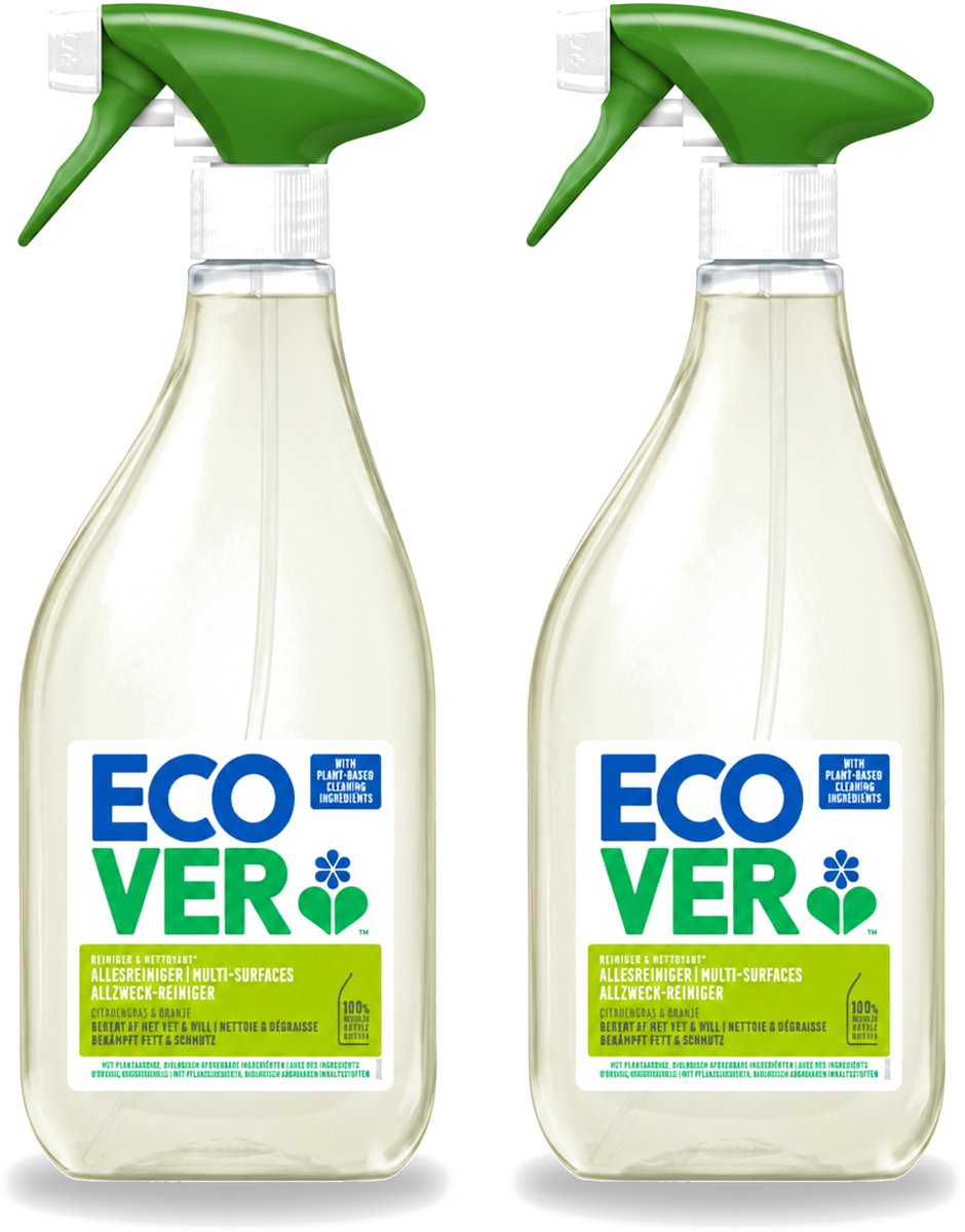 2 x Ecover - Allesreiniger Spray - Citroengras & Sinaasappel - 500 ml - Voordeelverpakking - 2 stuks