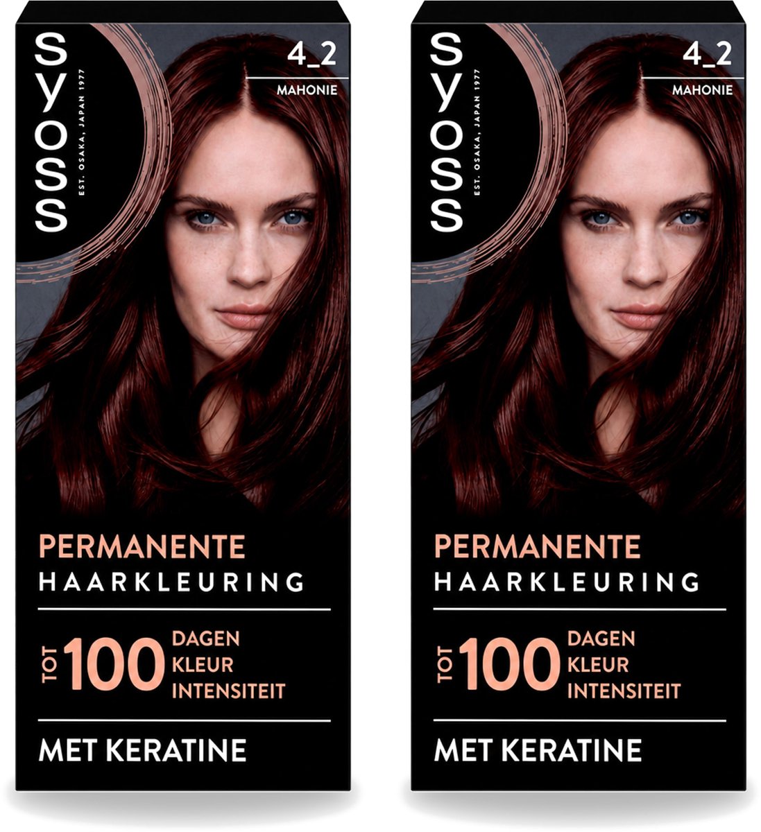 2 x SYOSS - Coloration 4-2 Mahonie - Haarverf - Grijsdekking - Vermindert Haarbreuk - Voordeelverpakking - 2 stuks