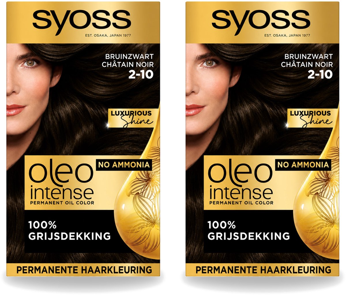 2 x SYOSS - Oleo Intense 2-10 - Haarverf - Permanente Haarkleuring - Bruinzwart - Langdurige Kleur - Voordeelverpakking - 2 stuks