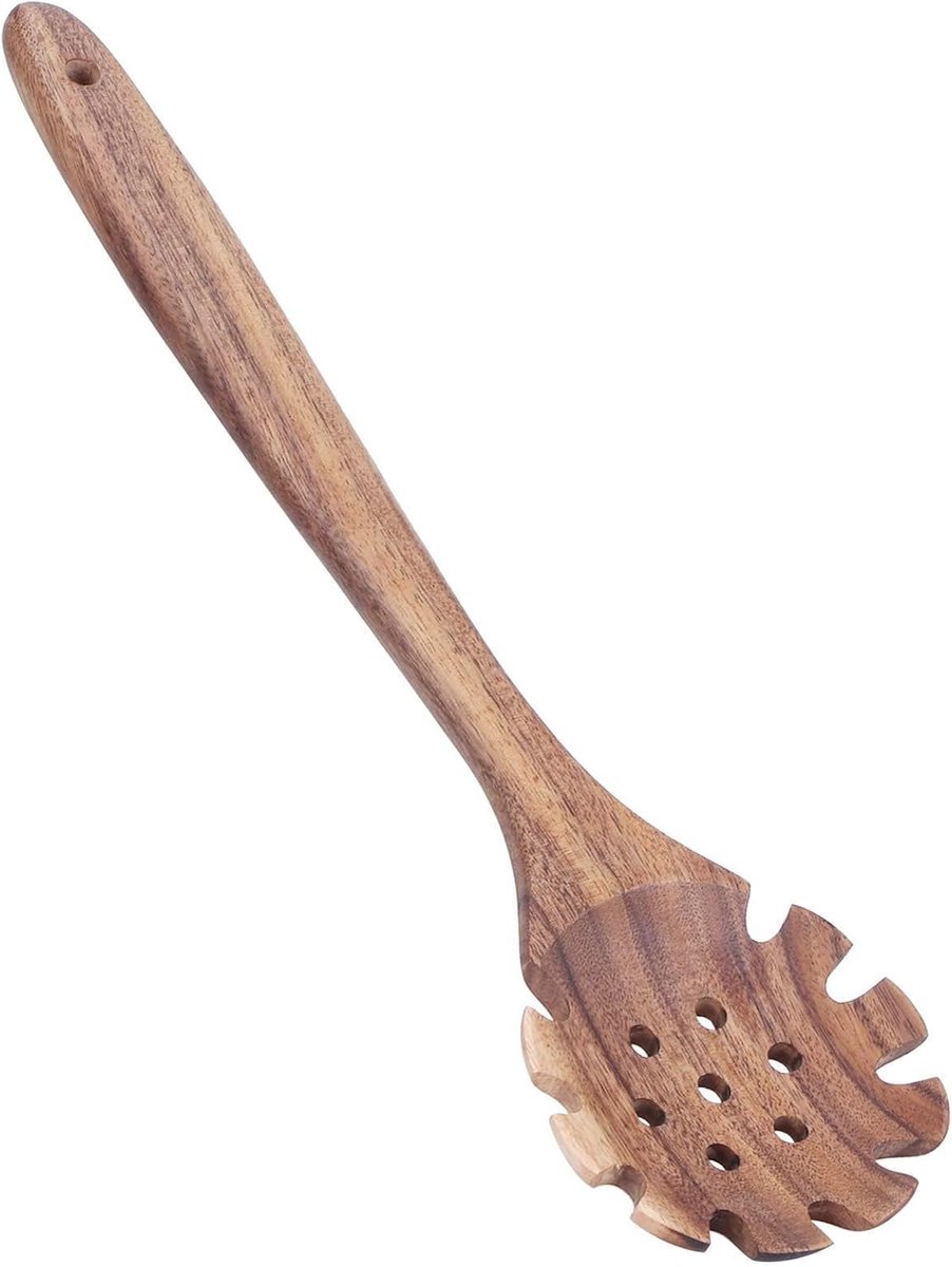 Pasta Vork, Houten Spaghetti Lepel met Tanden Pasta Server Lepel voor Spaghetti Zeef, 32cm/12.6inch