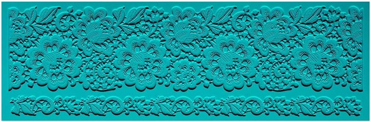 mit Herz Siliconen decoratiemat | Siliconen vorm fondant | Hoogte: 2mm | Topontwerp | ideaal voor het maken van randen in kantlook | Gereedschap voor het vormen van fondant (Design 29 | 30cm x