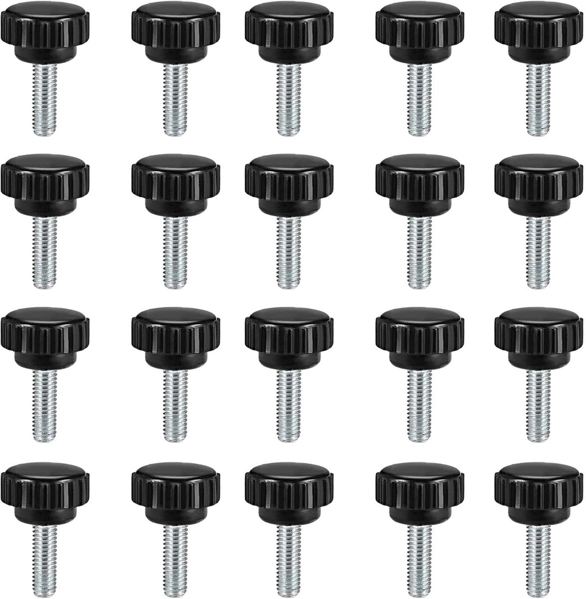 20 Stuks M6 x 15mm Draad Klemknoppen met Serrated Grip en Ronde Kop voor Bevestiging en Montage