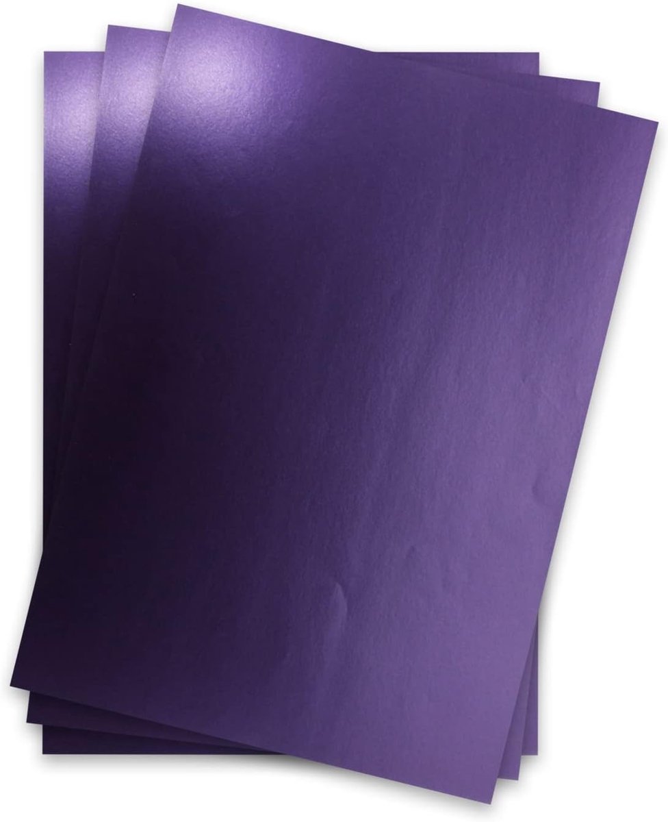 Metallic papier DIN A4 21,0 x 29,7 cm - paars metallic - 15 stuks - glanzend knutselpapier 90 g/m² - witte achterkant - voor uitnodigingen, bruiloften