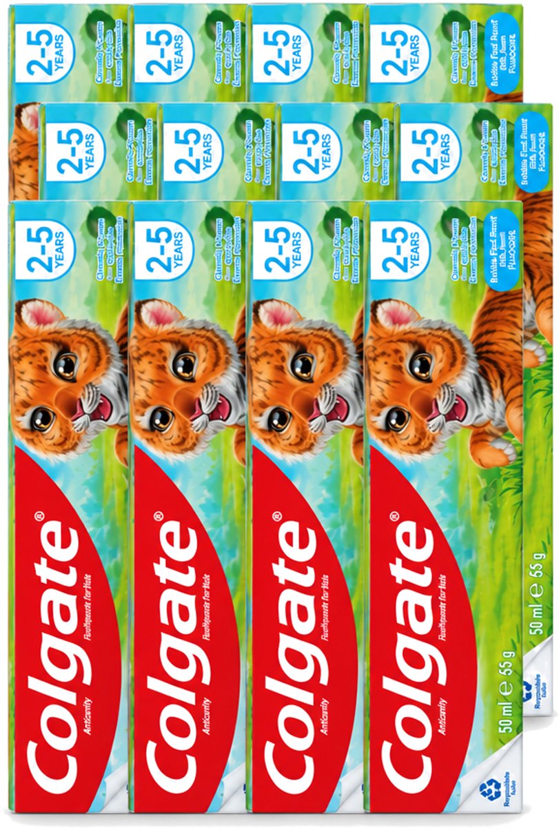 12 x Colgate - Bubble Fruit - Kindertandpasta - Voor 2 tot 5 jaar oud - 50ml - Voordeelverpakking - 12 stuks