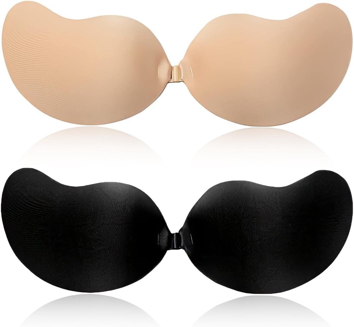 Siliconen Bh 2-Pack Zwart & Huidskleur Push-Up Onzichtbaar Rugloos Zelfklevende Pads Voor Grote En Kleine Borsten Ideaal Voor Avondjurken Bruidsjurken Rugloze Kleding